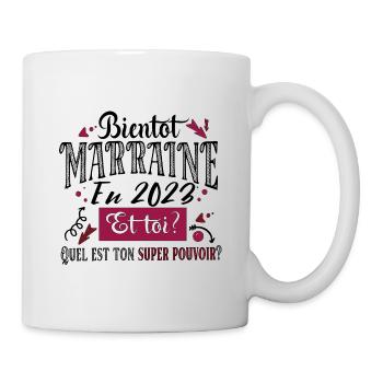 Marraine 2023 Super Pouvoir Filleul Cadeau Femme - Mug blanc - blanc - Droite