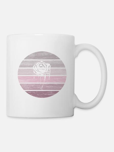 Rose, Blume, Vintage, Retro, Wald, Geschenk - Tasse - Weiß