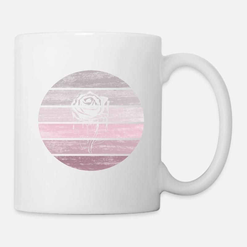 Rose, Blume, Vintage, Retro, Wald, Geschenk - Tasse - Weiß