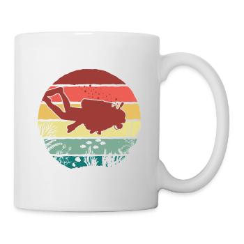 Retro Graphic Snorkeler Scuba Diver Diving Snorkel - Tasse - Weiß - Rechts