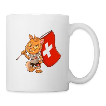 Schweizer Fan Katze - Tasse - Weiß - Rechts