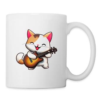 Chat avec guitare - Mug blanc - blanc - Droite