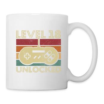 Level 18 freigeschaltetes Geburtstagsgeschenk 18 Jahre - Tasse - Weiß - Rechts