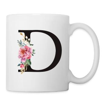 Monogramme D Floral Blanc Personnalisable - Mug blanc - blanc - Droite