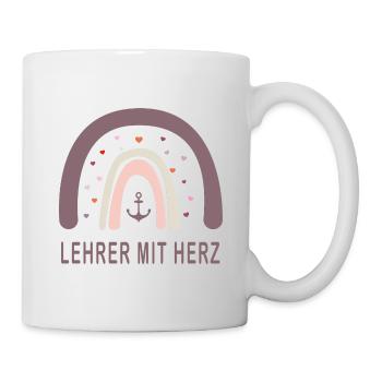 Lehrer mit Herz! Regenbogen personalisierbar - Tasse - Weiß - Rechts