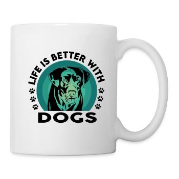 Dog Hund Labrador Golden Retriever Life is better - Tasse - Weiß - Rechts