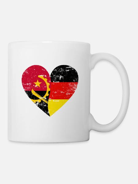 Angola Deutschland Flaggenherz - Tasse - Weiß