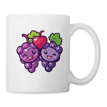 Weintrauben Paar Liebe Herz Lustig - Tasse - Weiß - Rechts