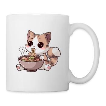 Kawaii Cat Eating Ramen - Mug - white - Right