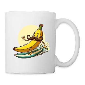 Banana surfe avec moustache - Mug blanc - blanc - Droite