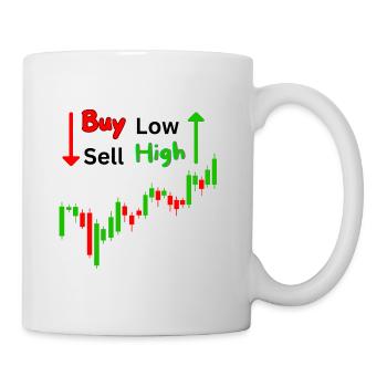 Buy Low Sell High Trading Candlesticks CFD Spruch - Tasse - Weiß - Rechts