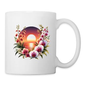 Coucher de soleil sur les orchidées - Mug blanc - blanc - Droite