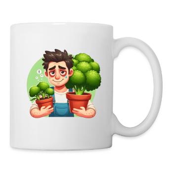 Exhausted gardener with broccoli - Mug - white - Right