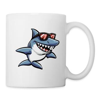 Requin Poisson Lunettes de Soleil Drôle - Mug blanc - blanc - Droite