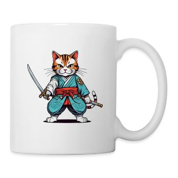 Chat samouraï - Mug blanc - blanc - Droite