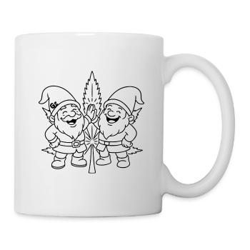 Zwergenfreunde mit Cannabisblatt - Tasse - Weiß - Rechts