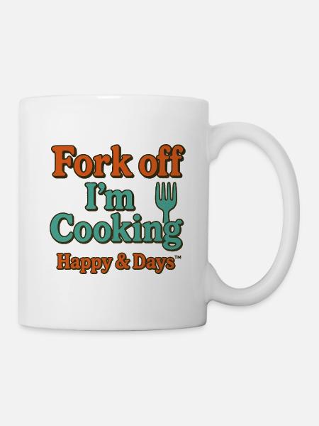 Fourchette enlevée, je cuisine de l’humour - Mug blanc - blanc