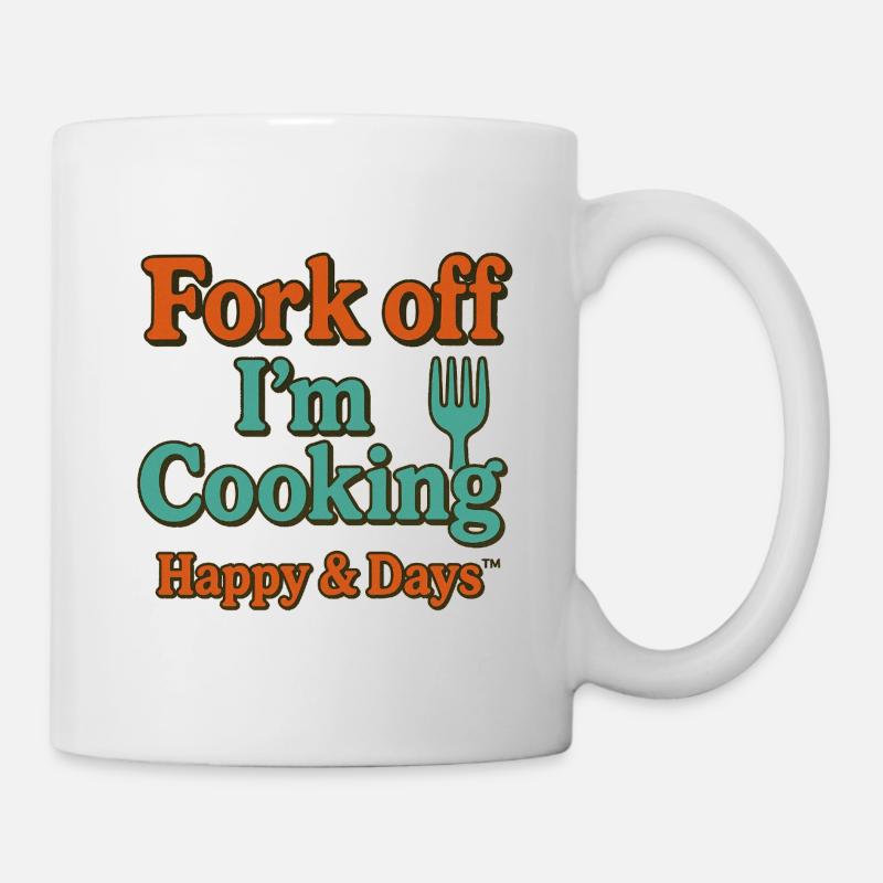 Fourchette enlevée, je cuisine de l’humour - Mug blanc - blanc