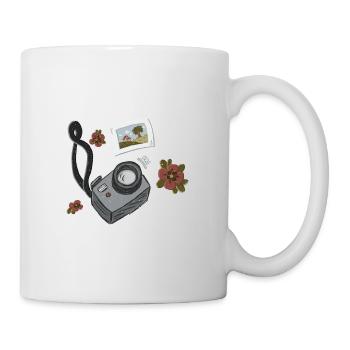 Vintage Kamera mit Blumen - Tasse - Weiß - Rechts