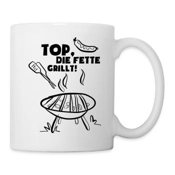 Top die Fette grillt - Tasse - Weiß - Rechts