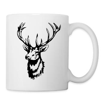 HIRSCH - HIRSCHKOPF - HIRSCHGEWEIH - Tasse - Weiß - Rechts