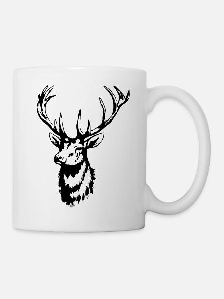 HIRSCH - HIRSCHKOPF - HIRSCHGEWEIH - Tasse - Weiß