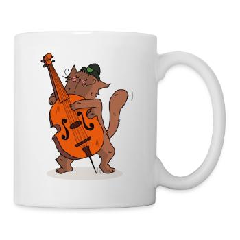 Mrou le chat, jazz et contrebasse - Mug blanc - blanc - Droite