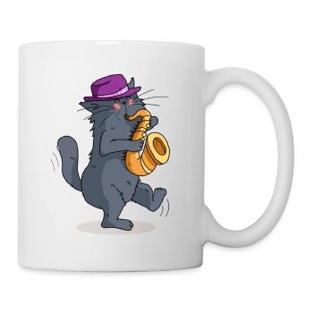 Mrou le chat saxophoniste - Mug blanc - blanc - Droite