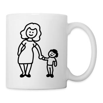 Mutter / Oma + Kind - Line - Tasse - Weiß - Rechts