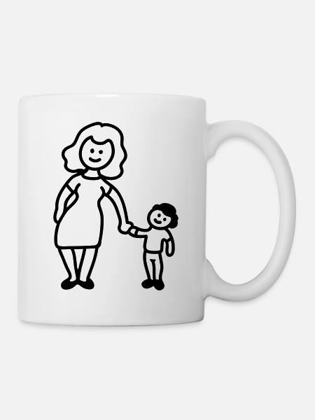 Mutter / Oma + Kind - Line - Tasse - Weiß