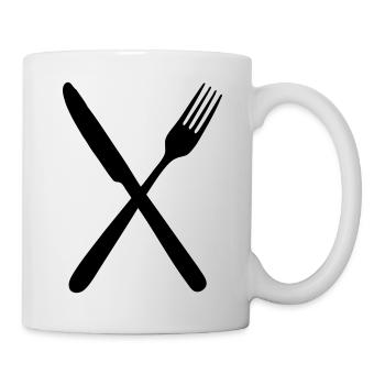 Fourchette et couteau - Mug blanc - blanc - Droite