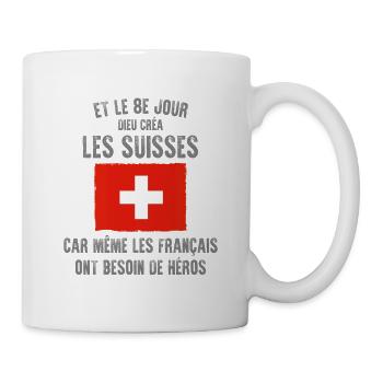 Et le 8ème jour Suisse France noir - Mug blanc - blanc - Droite