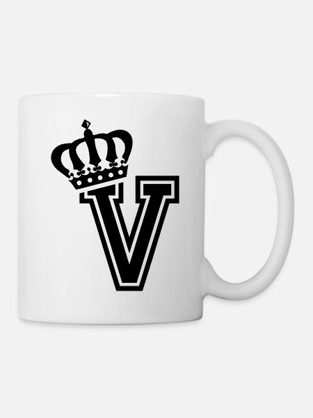 Buchstabe V - Tasse - Weiß
