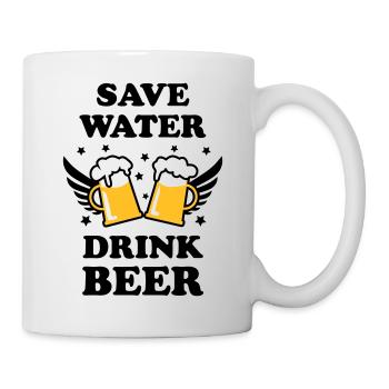 47 Save Water Drink Beer funny humor - Tasse - Weiß - Rechts