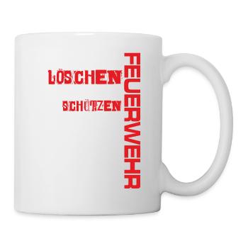 Feuerwehr - Retten Löschen Bergen Schützen - Tasse - Weiß - Rechts