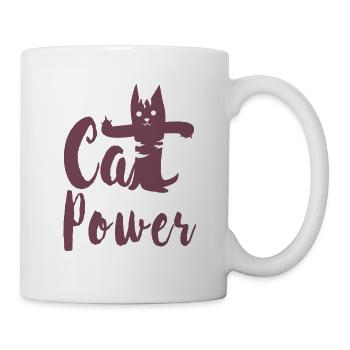 Katzen T Shirt mit Katzenmotiv Katze - Tasse - Weiß - Rechts