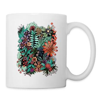 Fleurs et feuilles - Mug blanc - blanc - Droite