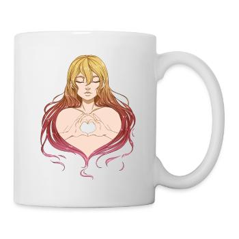 Mädchen mit Herz - Tasse - Weiß - Rechts