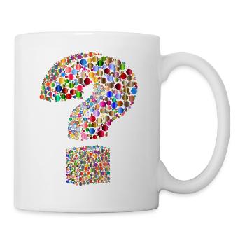 Regenbogenfarbenes Fragezeichen - Tasse - Weiß - Rechts