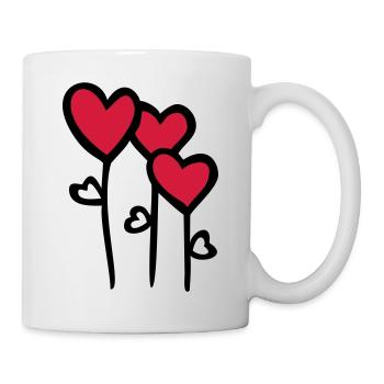 fleurs de coeur - Mug blanc - blanc - Droite