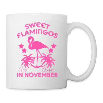 Novembre ANNIVERSAIRE FLAMANT PALMS FILLES STARS - Mug blanc - blanc - Droite