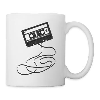 Kassette schwarz - 80s - Tasse - Weiß - Rechts