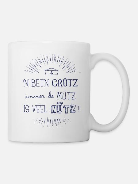 Grütz ünner de Mütz - Tasse - Weiß