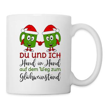 Glühwein Tassen Du und Ich Hand in Hand Spruch rot - Tasse - Weiß - Rechts