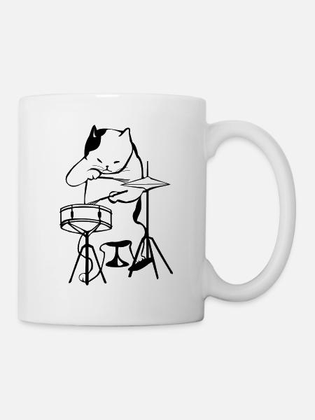 Mio le chat aux drums - Mug blanc - blanc