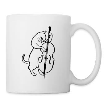 Cat on the double bass - Mug - white - Right