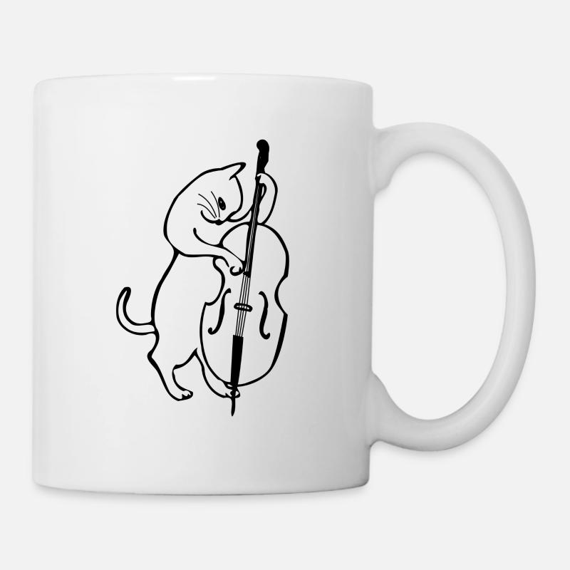 Katze mit dem Kontrabass - Tasse - Weiß