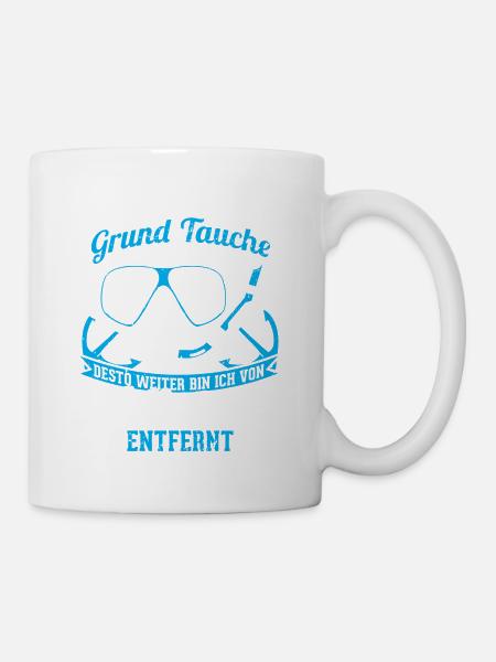 Lustiges Taucher Tauchen Shirt Je Naher Ich - Tasse - Weiß