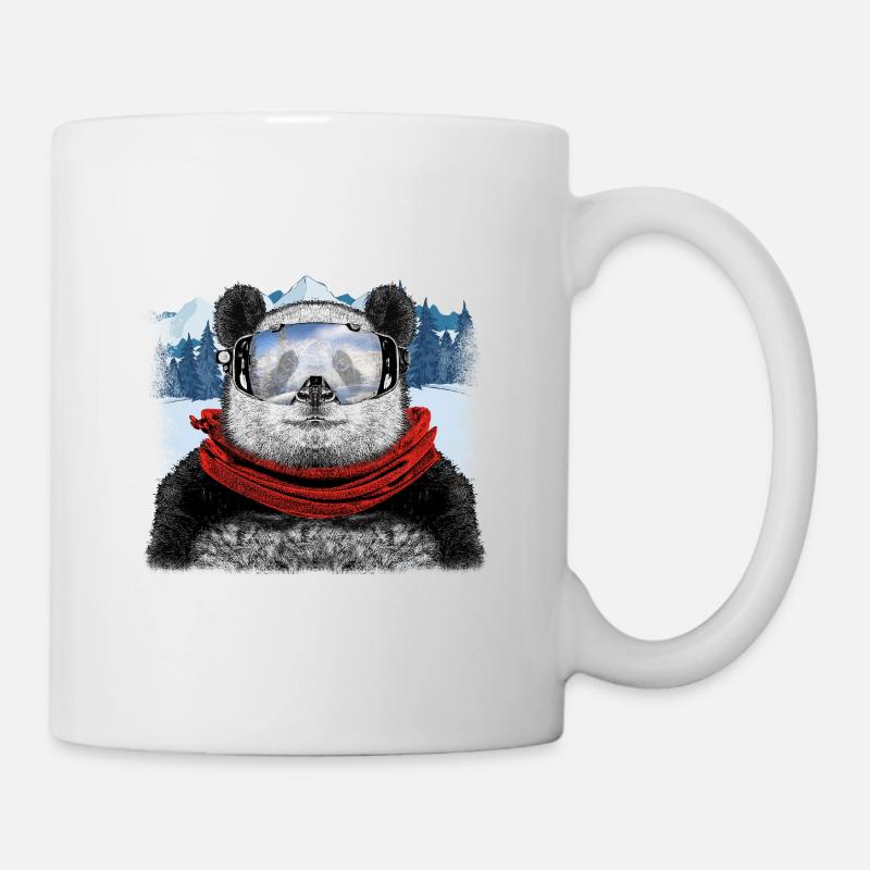 panda de ski - Mug blanc - blanc