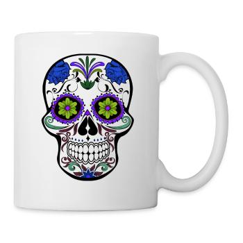 mexikanischer Schädel - Tasse - Weiß - Rechts